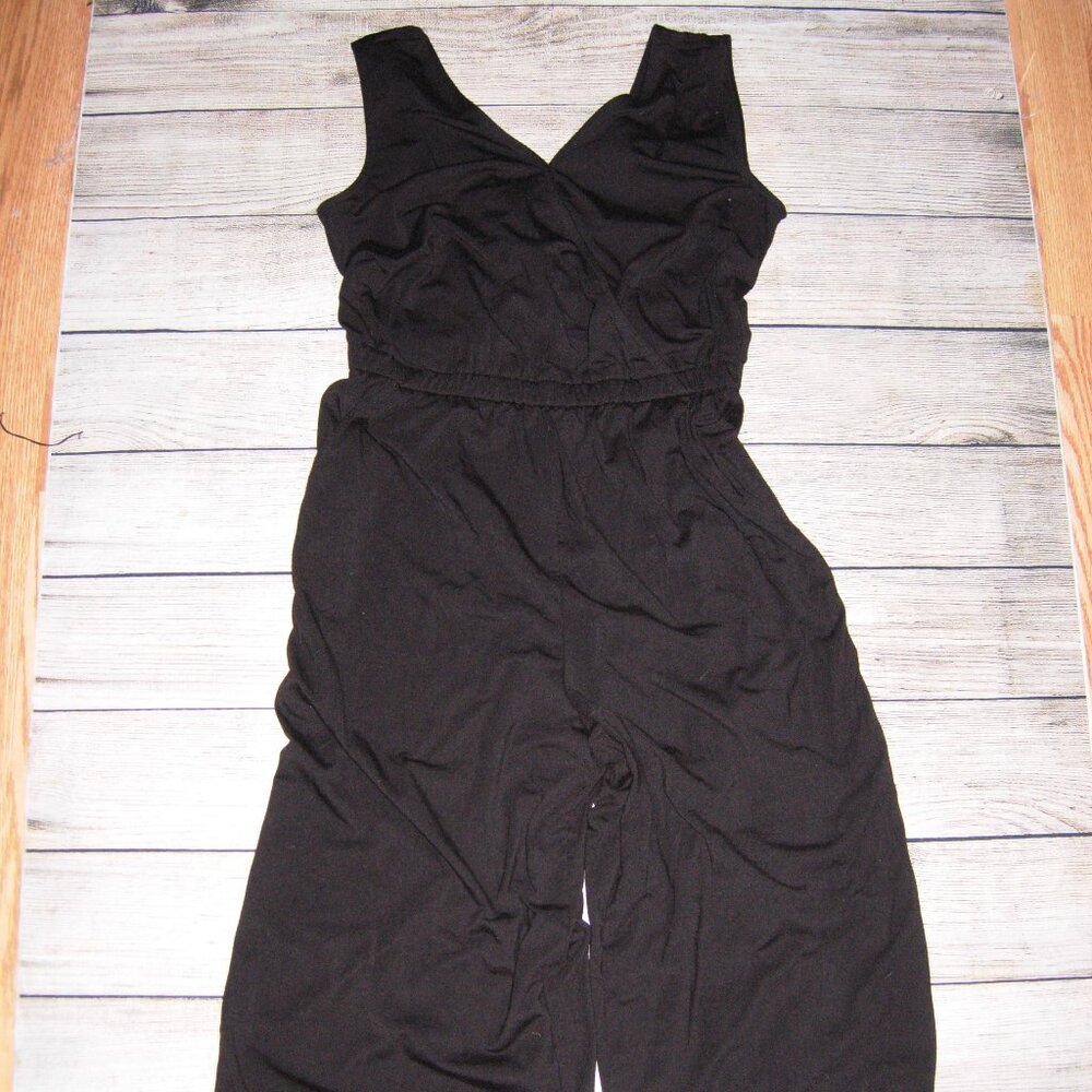 Small Black Knit Wide Crop Leg Jumpsuit